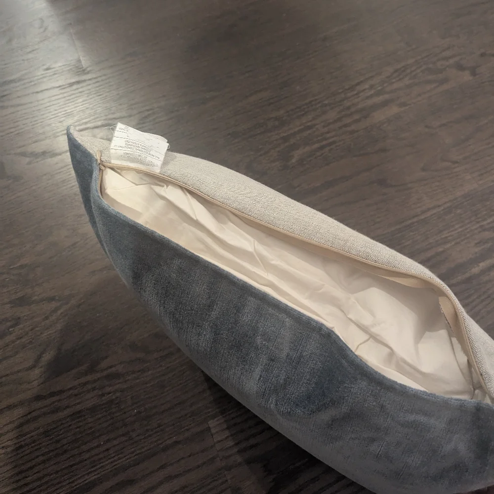 Good Condition Slate Blue Velvet Texture Pillow